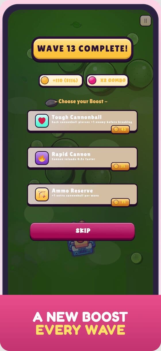 One boost to pick at the end of every wave